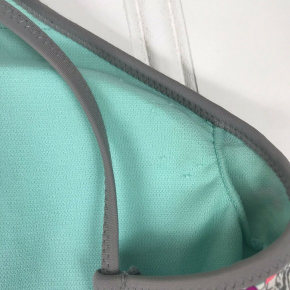 Altar'd State Gray & Teal Cross Strap Bikini Top L - Picture 4 of 6